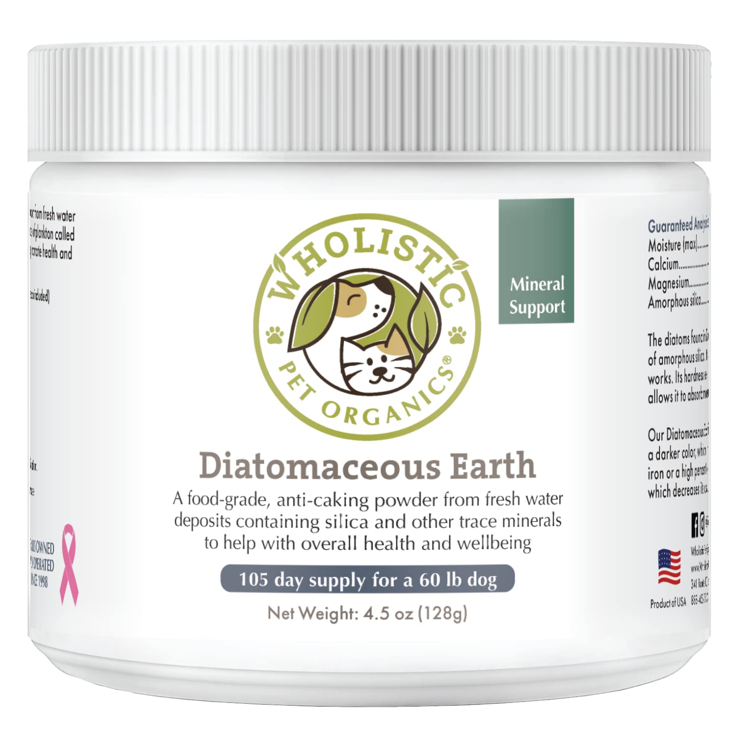 Wholistic Pet Organics Diatomaceous Earth Wormer, 4.5 oz