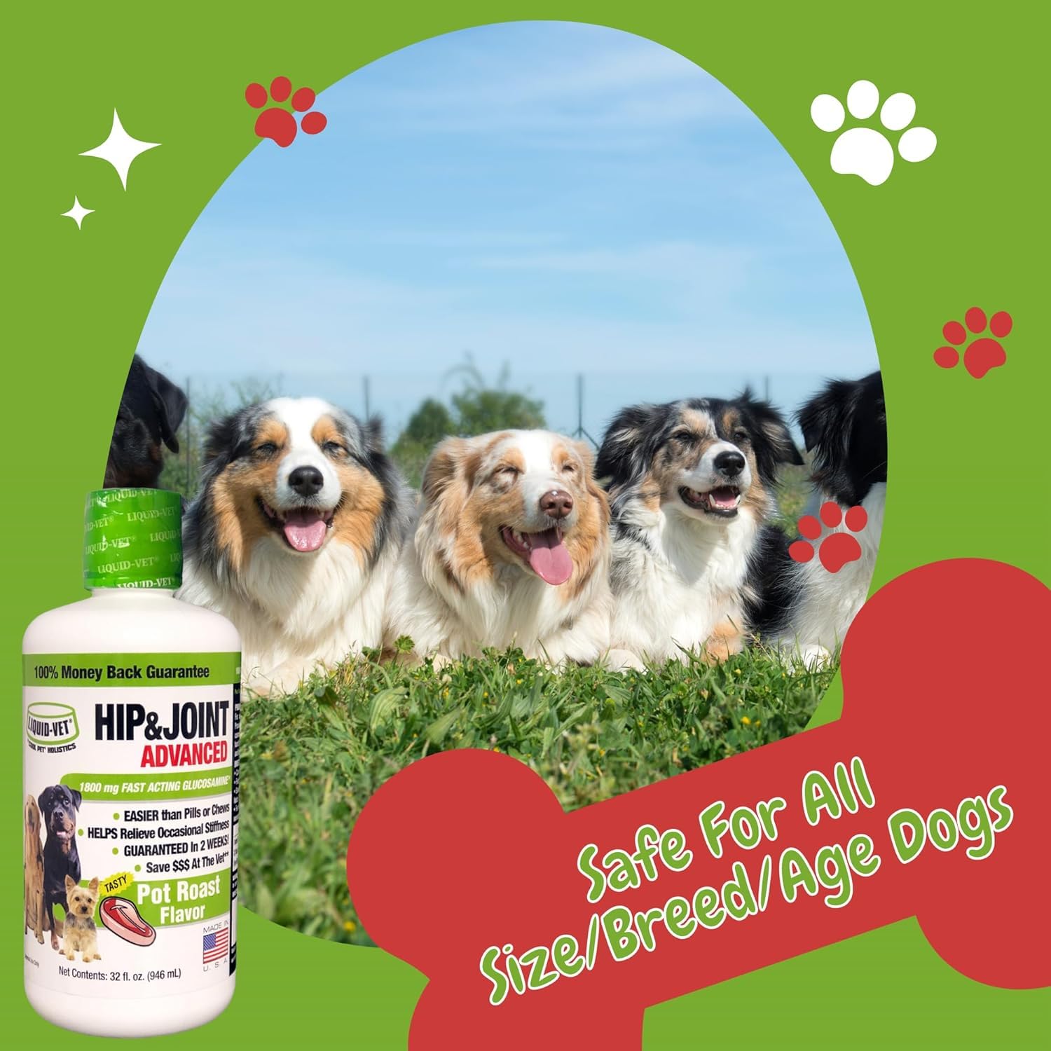 Liquid-Vet Hip & Joint Advanced, Pot Roast Flavor, 32 oz