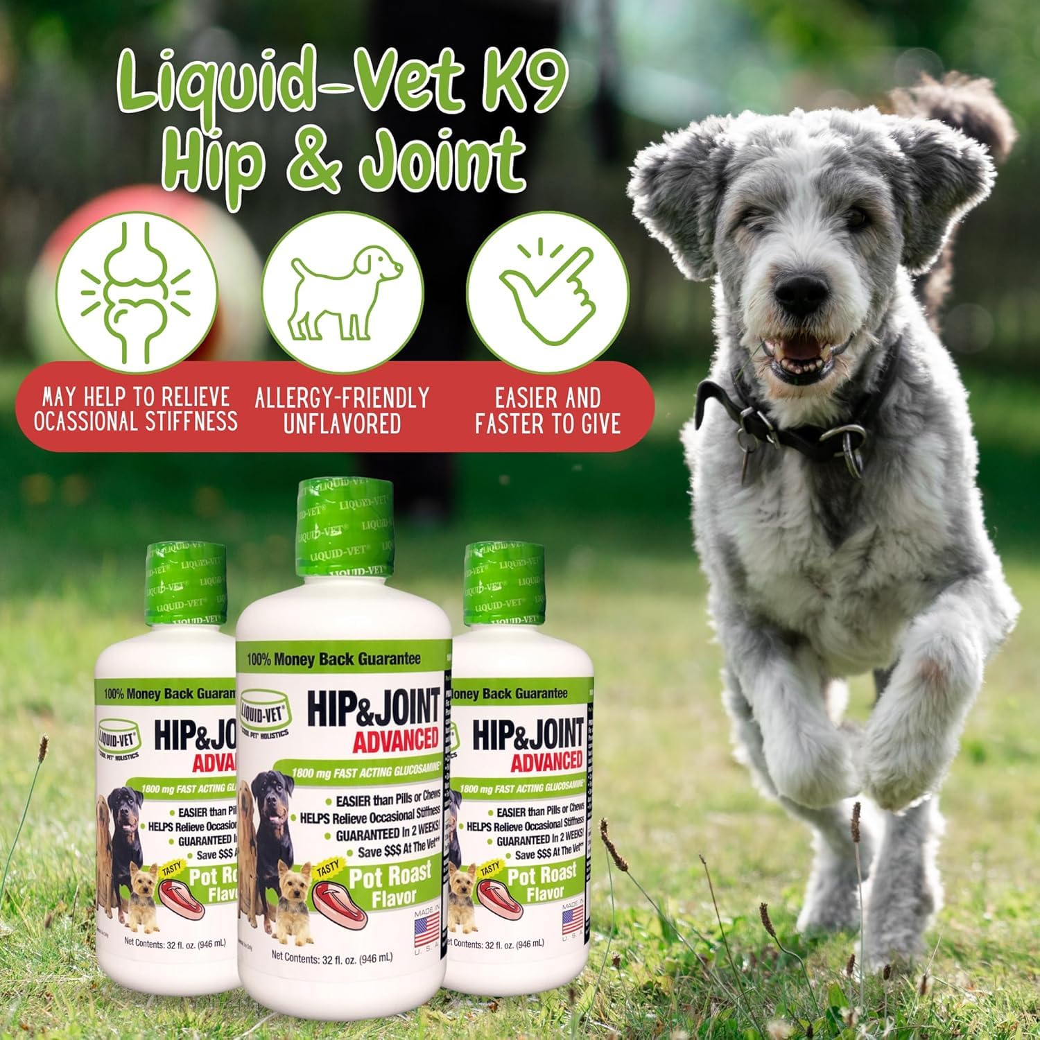 Liquid-Vet Hip & Joint Advanced, Pot Roast Flavor, 32 oz