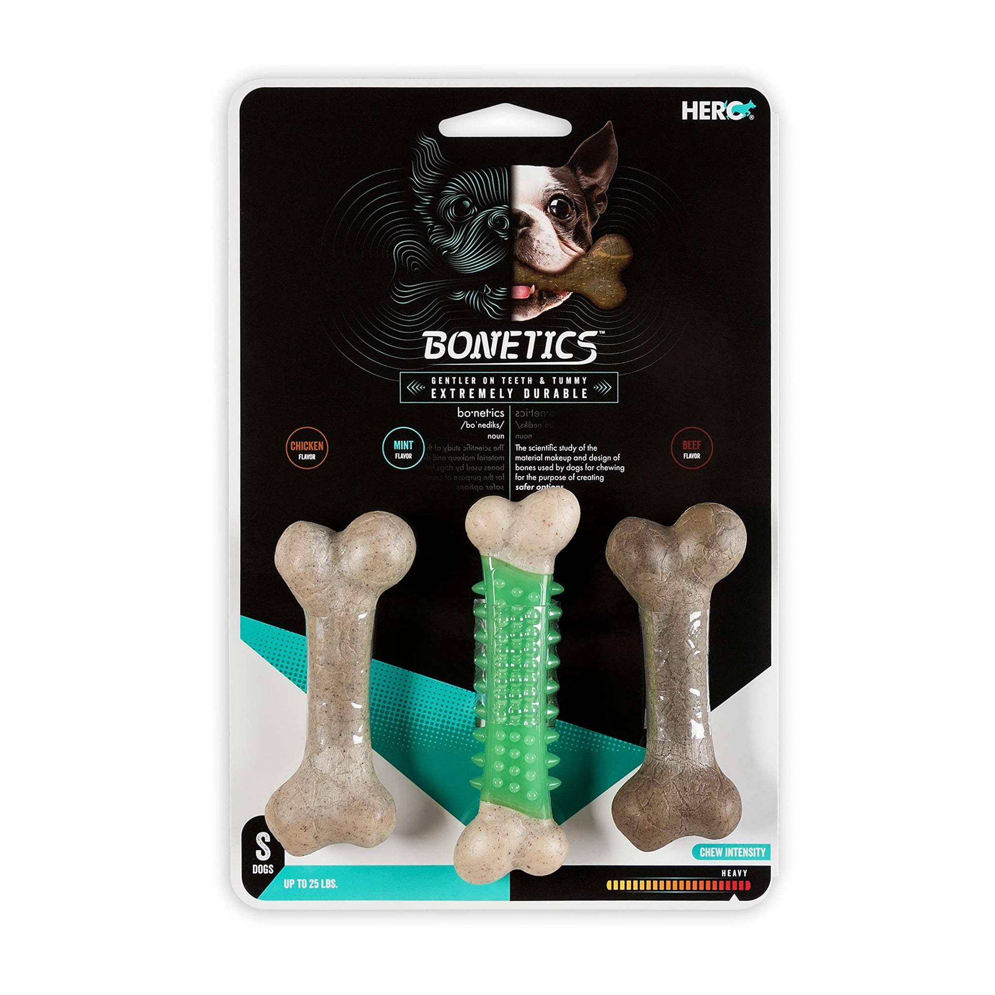 Hero Bonetics Femur & Dental Bones - Dog and Puppy Bones (Pack of 3)