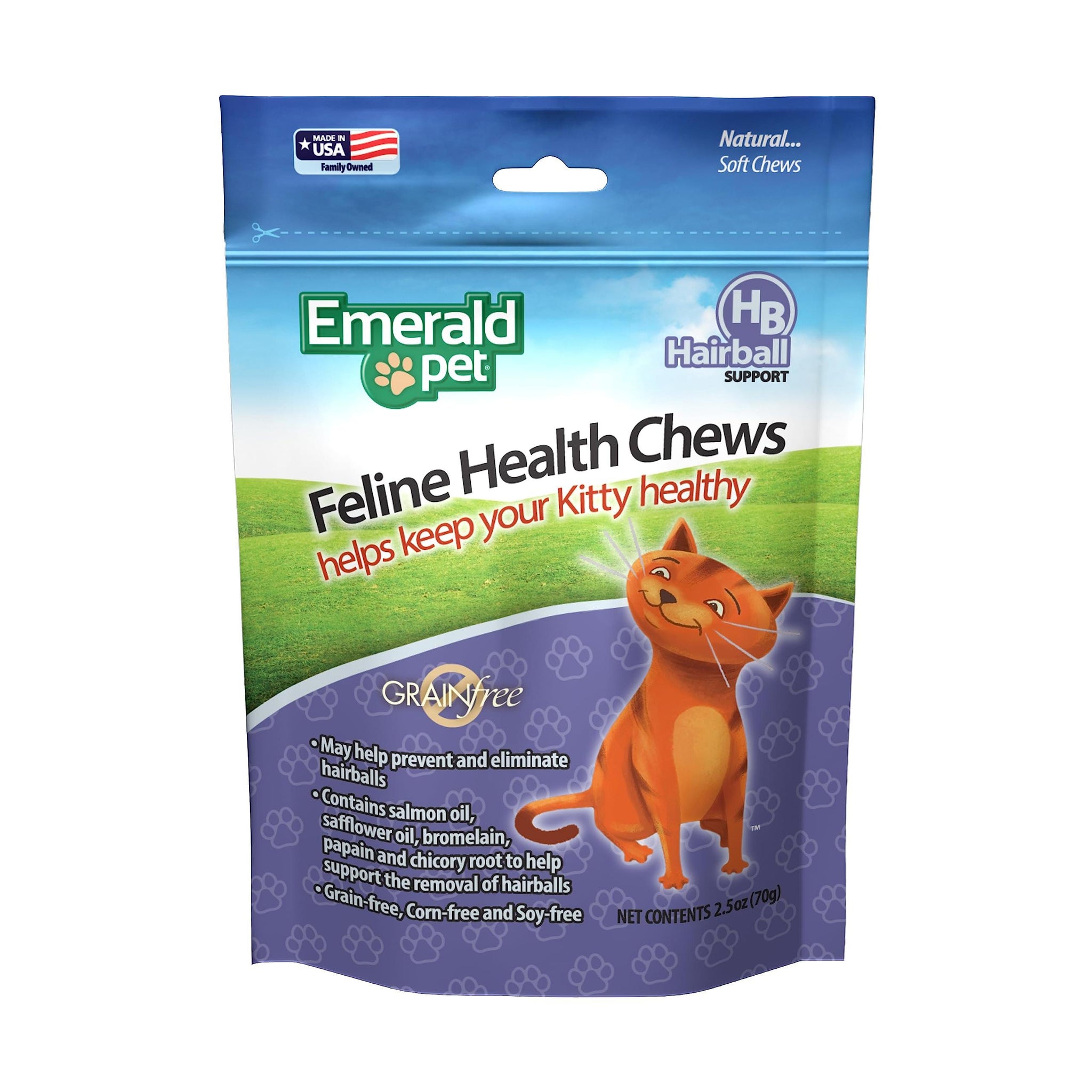 Emerald Pet  Smart 'N Tasty Feline Treats Hairball Formula Chicken 2.5 Oz.