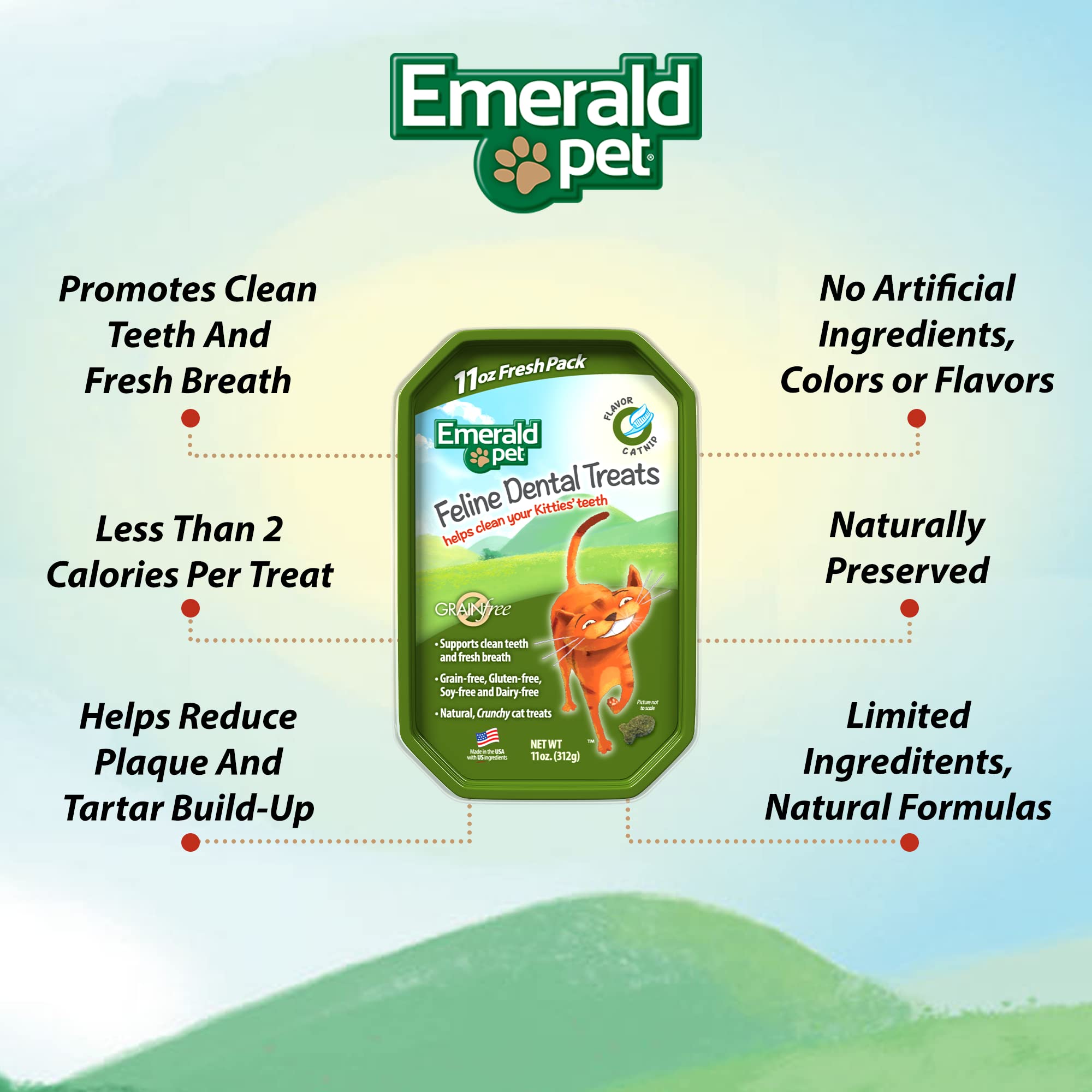 Emerald Pet Cat Dental Treat Catnip 11oz
