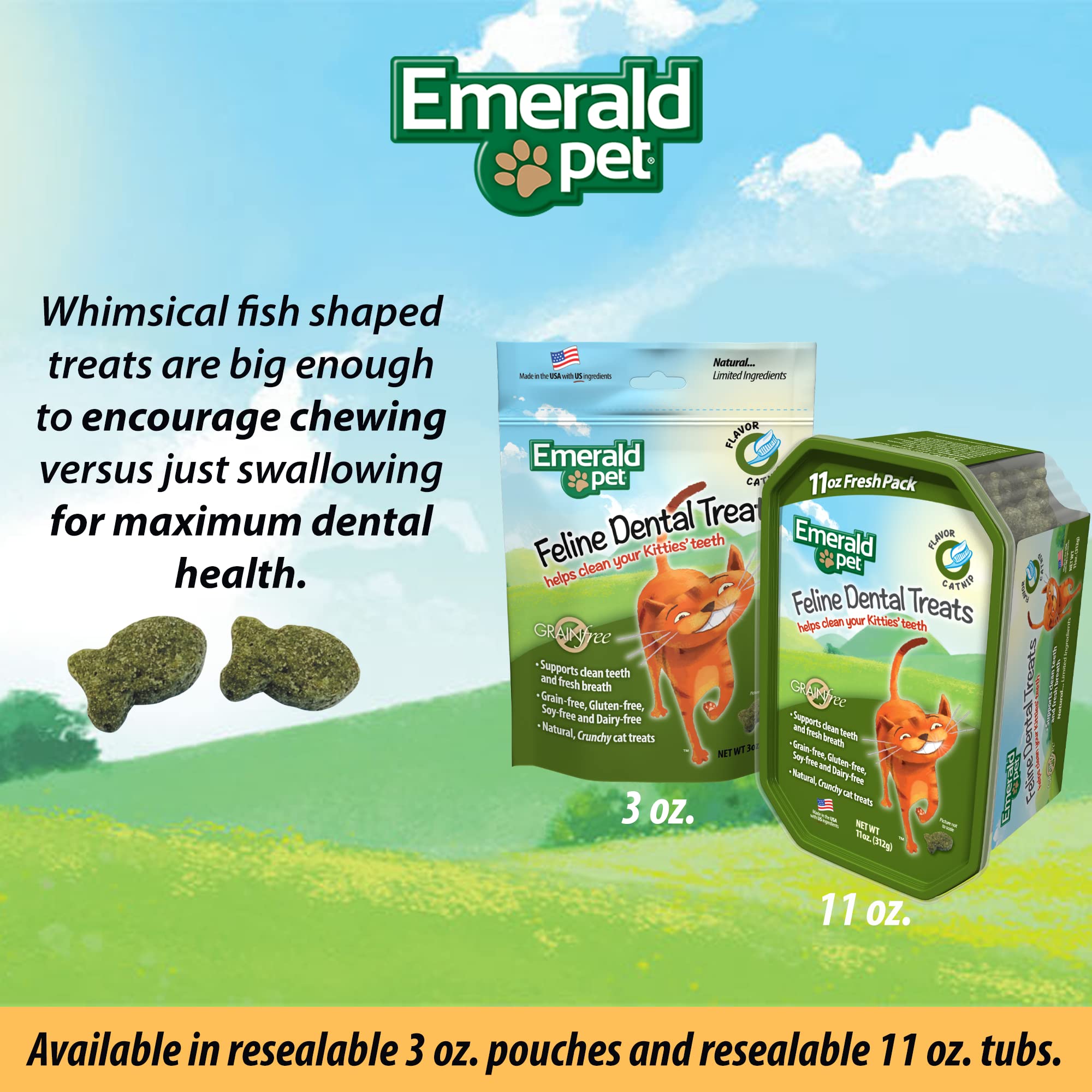 Emerald Pet Cat Dental Treat Catnip 11oz