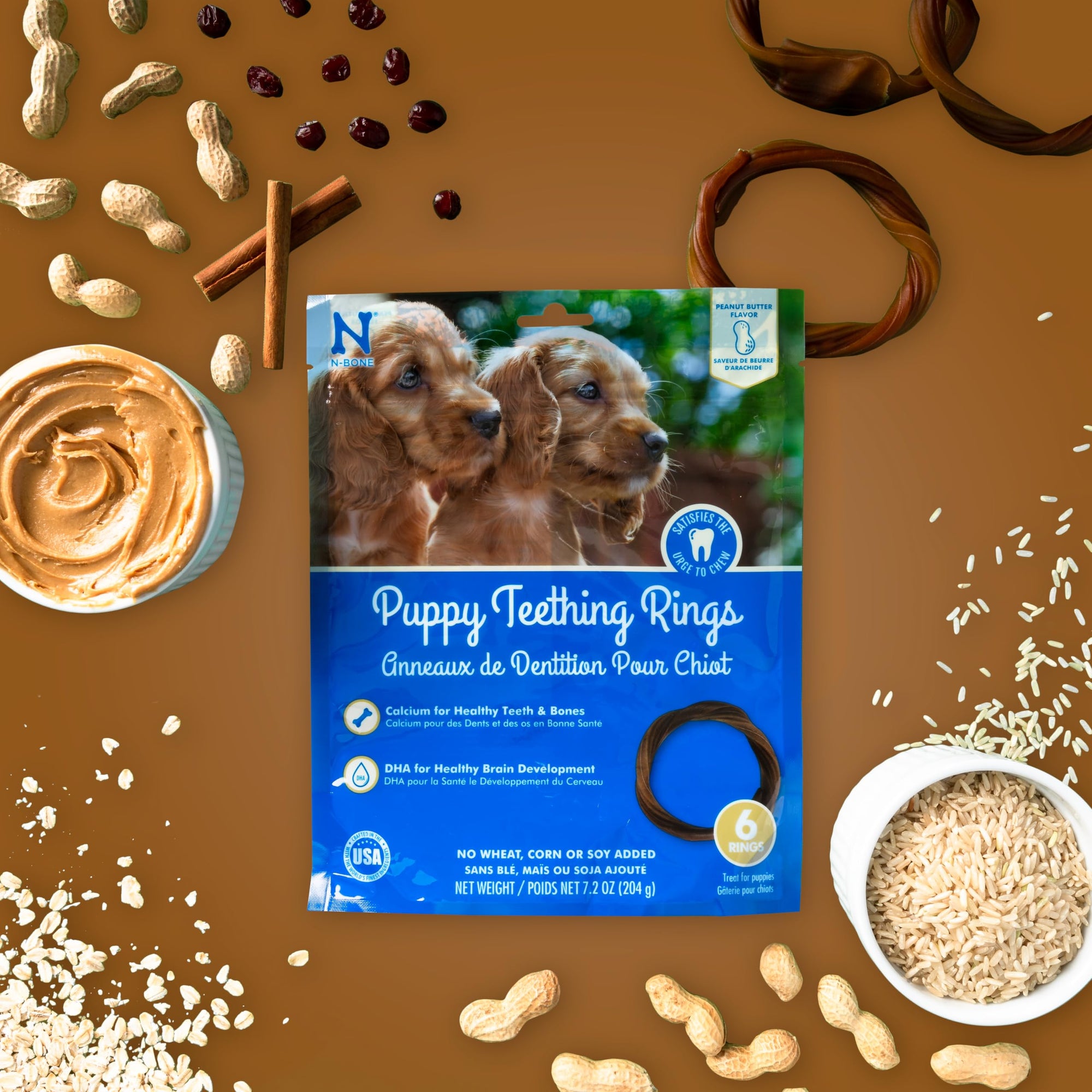 N-Bone Puppy Teething Rings Peanut Butter