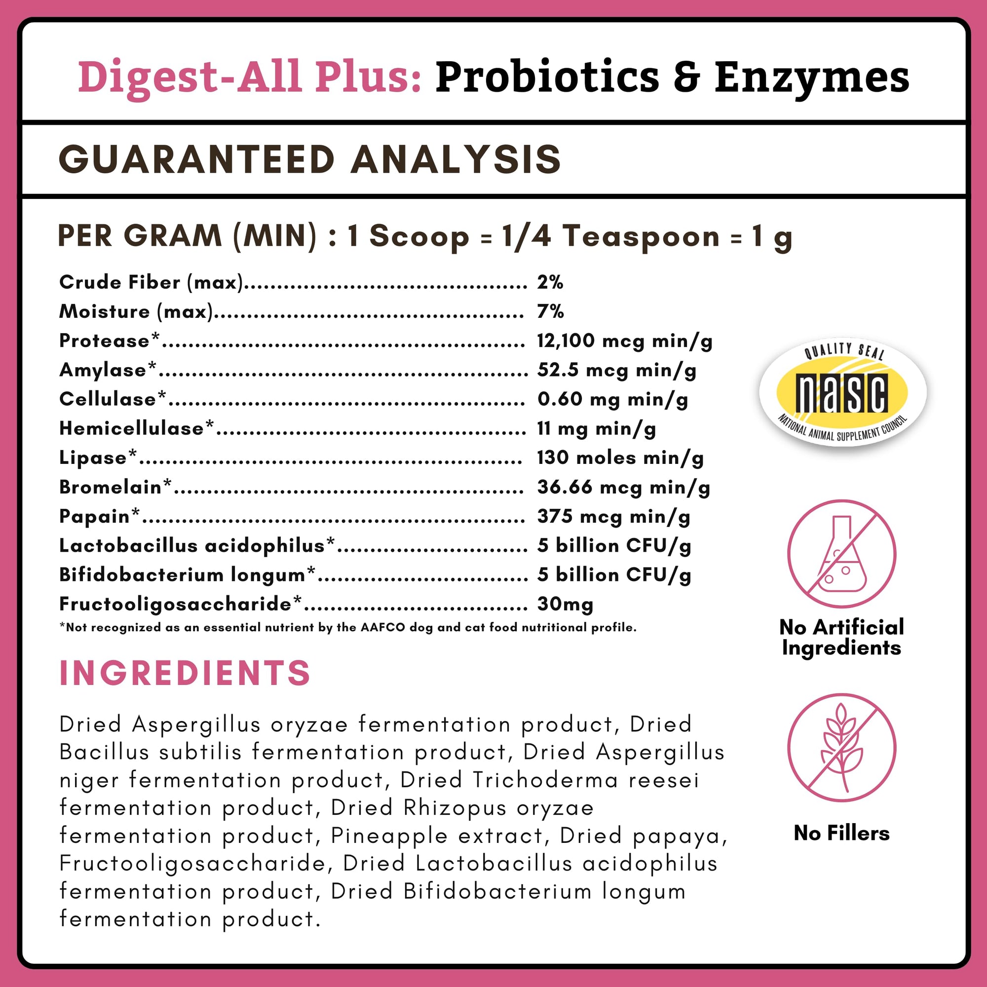 Wholistic Pet Organics Digest-All Plus: Dog Probiotic + Prebiotic, 4 oz