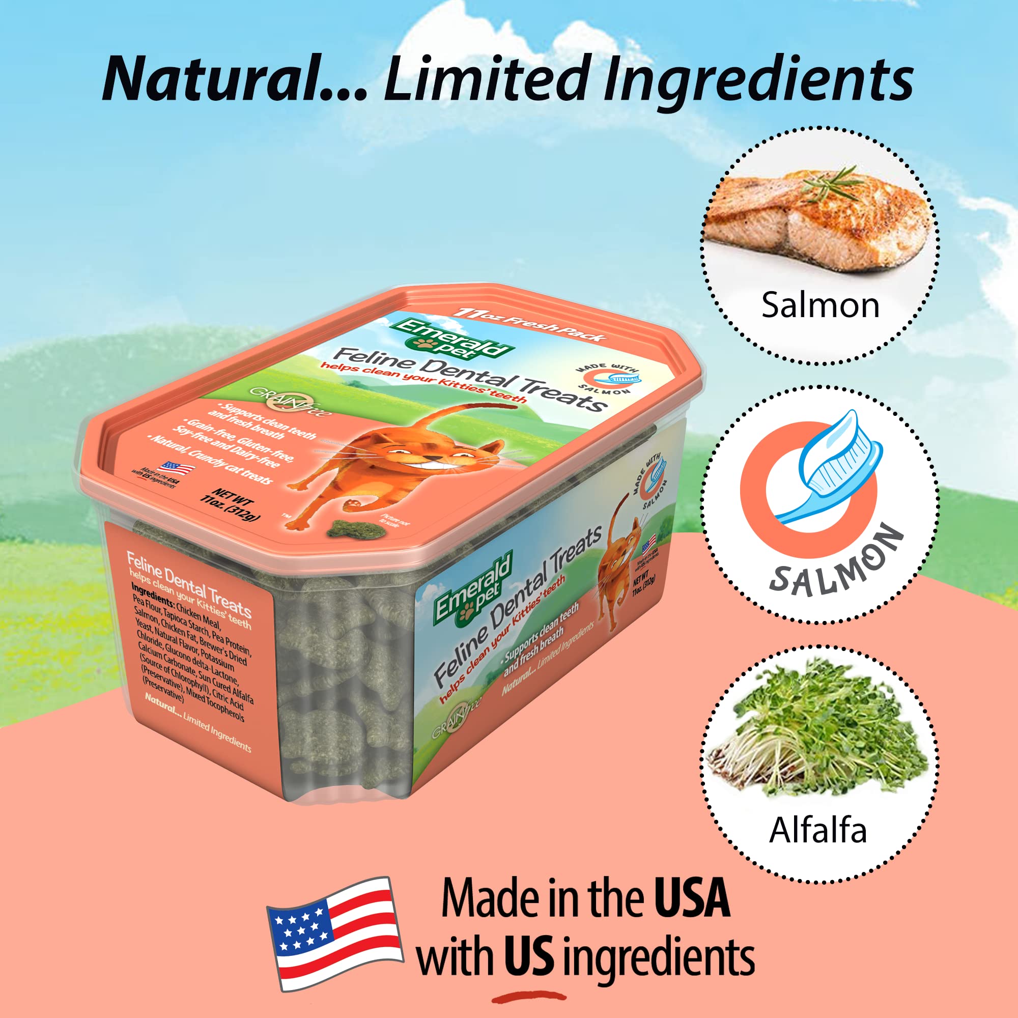Emerald Pet Cat Dental Treat Salmon 11oz