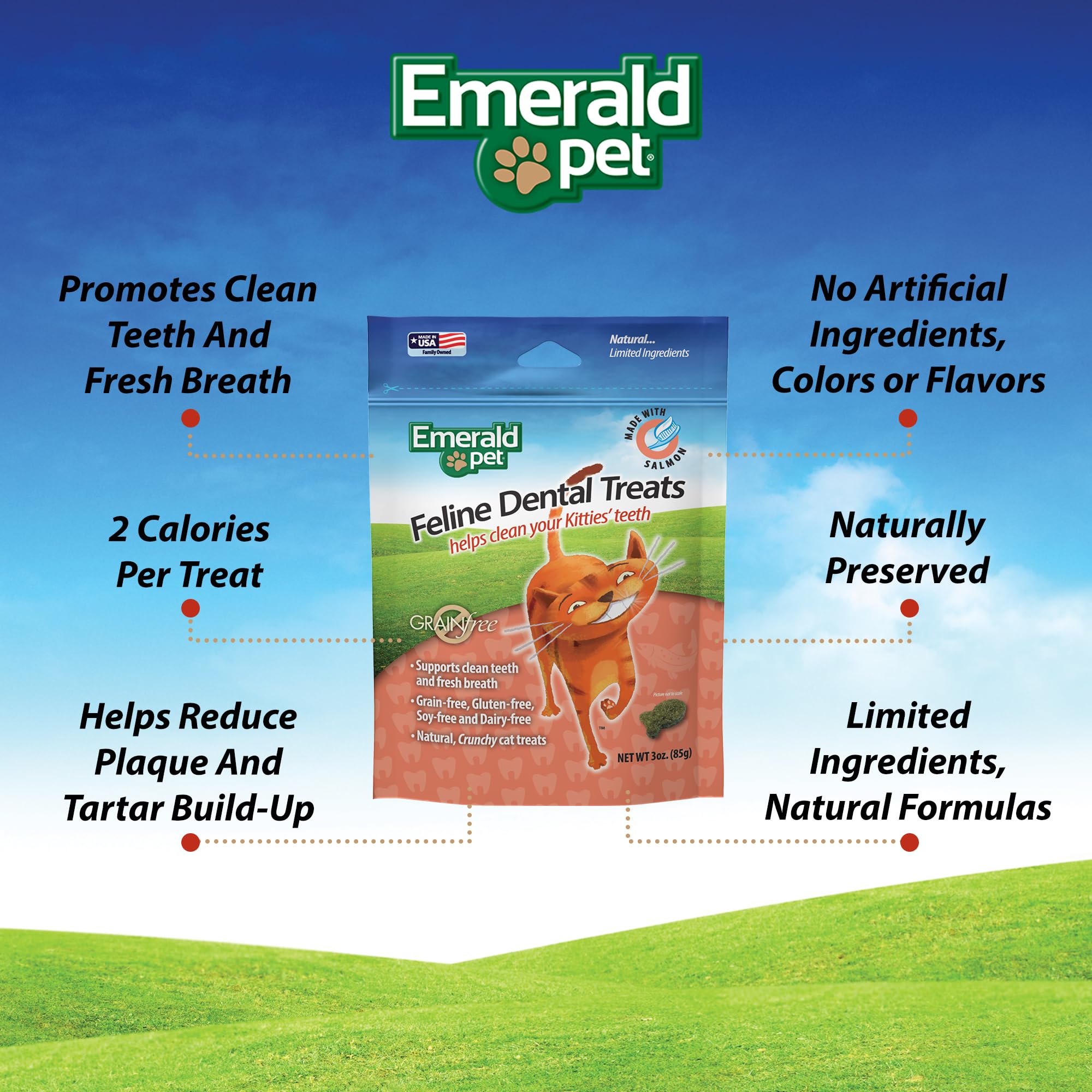 Emerald Pet Cat Dental Grain Free Treats Salmon  3oz