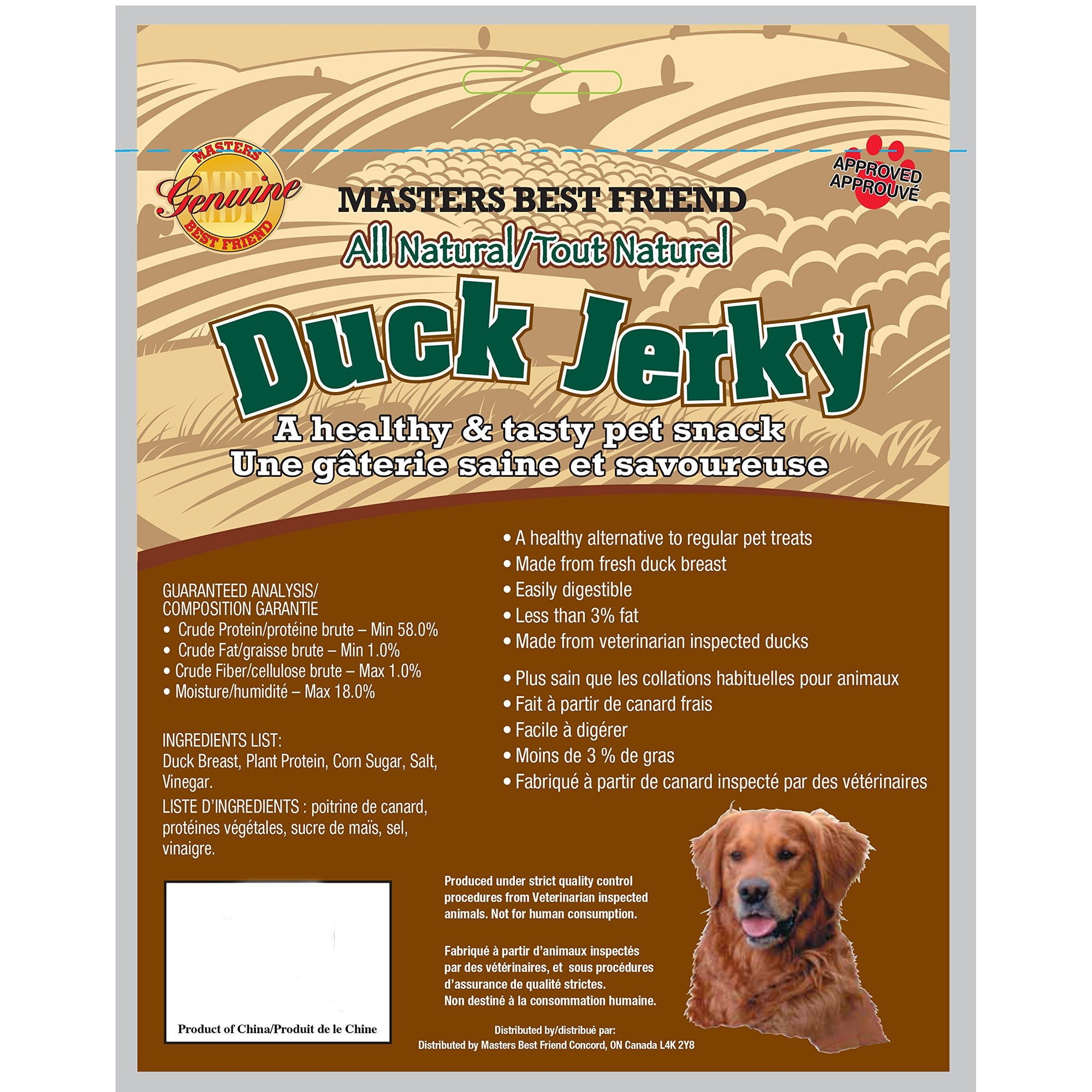 Masters Best Friend Duck Breast Jerky Pet Treat 1 lb