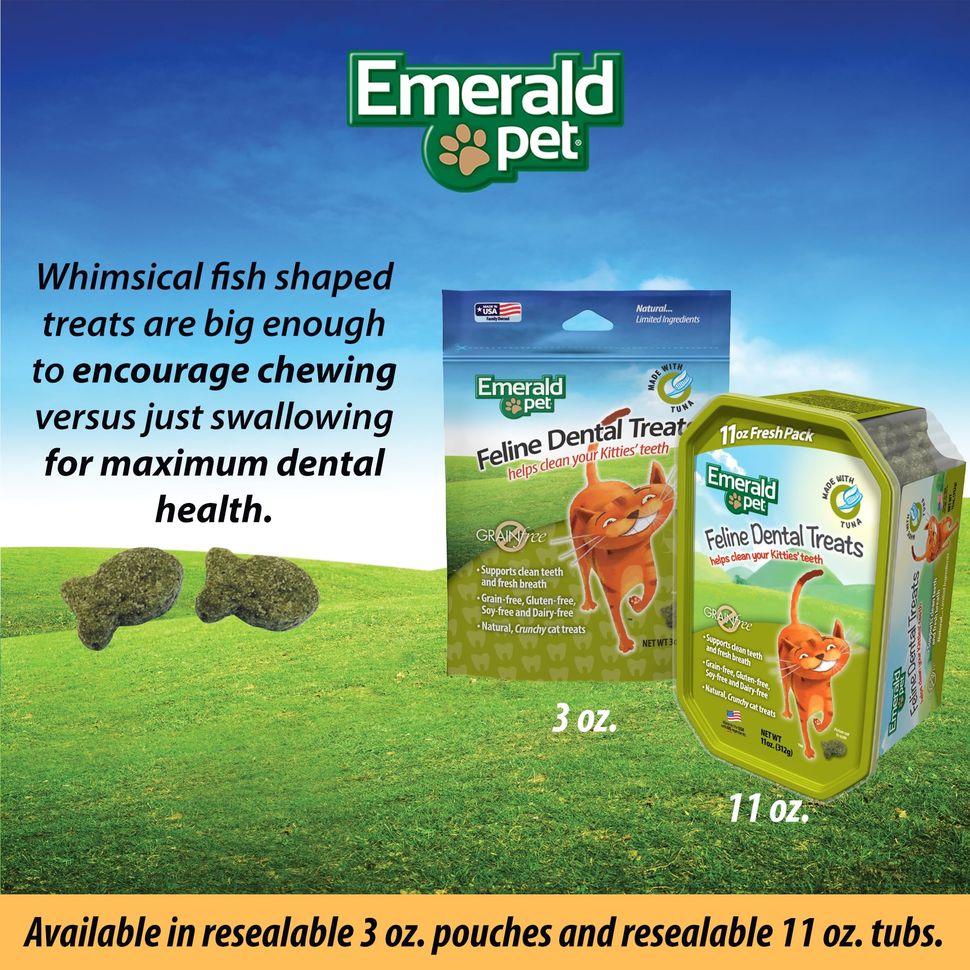 Emerald Pet Cat Dental Grain Free Treats Tuna 3oz