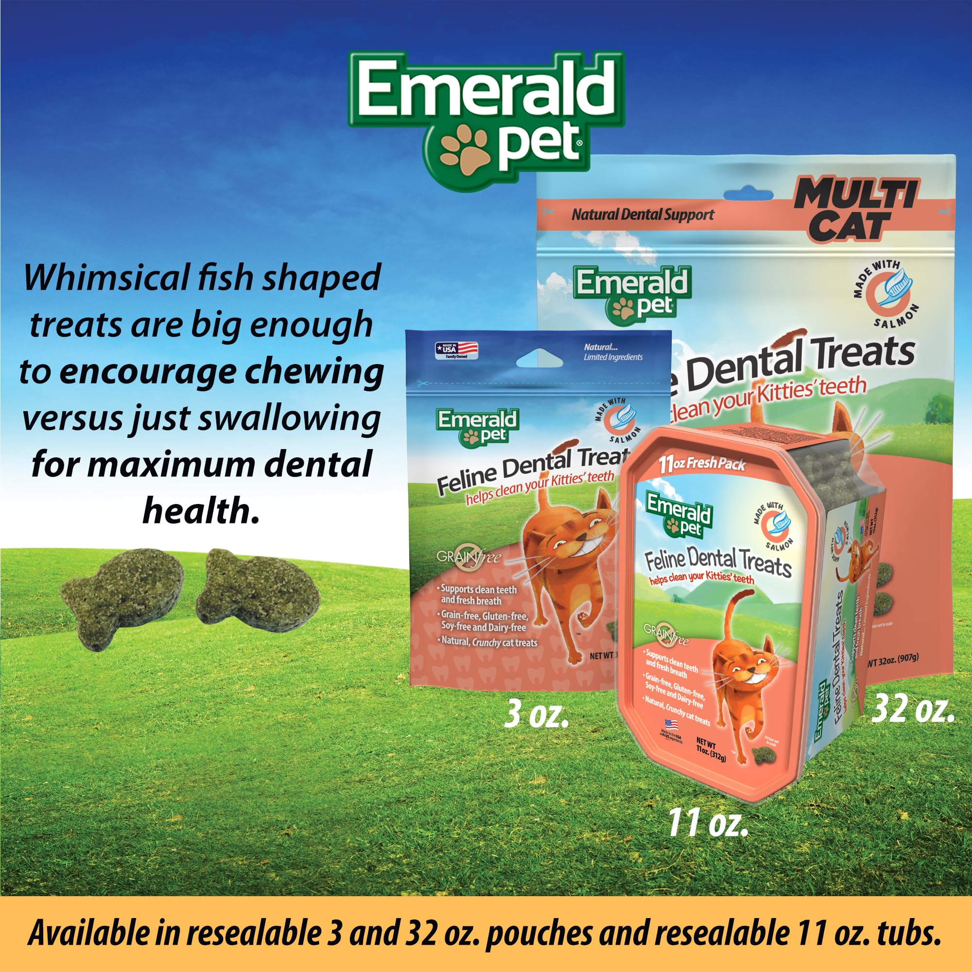 Emerald Pet Cat Dental Grain Free Treats Salmon  3oz
